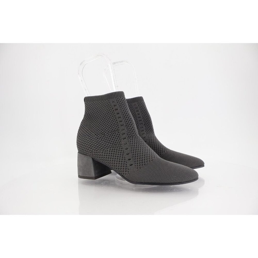 EILEEN FISHER Honey Stretch Knit Sock Ankle Booties Size 5 Grey Block Heel